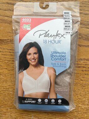 NEW Playtex 18 Hour Smoothing Toffee Nude Color Full Support Bra Plus Size 38DDD